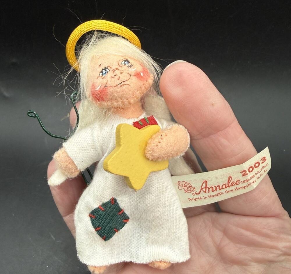Annalee Poseable Bad Angel White Gown Felt Christmas Ornament 2003 -LO31